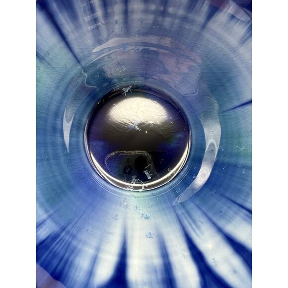 Edgecomb Potters Maine Crystalline Blue Fluted Edge Studio Pottery 7.5” Bowl - Picture 2 of 10